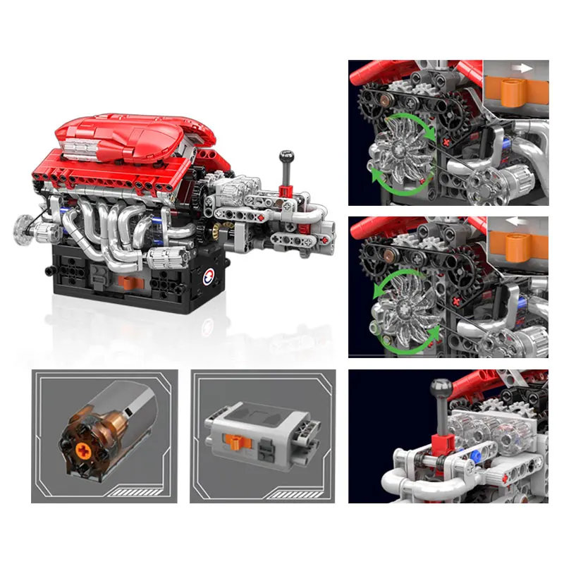 모든 유형의 엔진 모델 빌딩 키트 V8 V12 Radial Aviotion Turbojet STEM 교육용 MOC 장난감 Supercar 항공기 모델에 적합