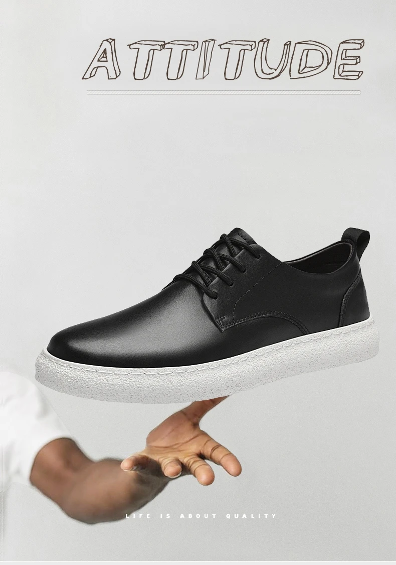 Männer Echtes Leder Lift Turnschuhe Aufzug Schuhe Schwarz Höhe Zunehmende Sport Männer Flache/5 cm Weiß Casual Schuhe mokassins – Detail 3