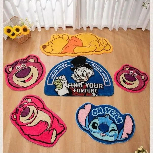 Lilo Stitch Winnie Cartoon Floor Rug Door Mat Bedroom Living