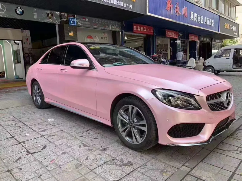 

High Quality Matte Metallic Satin Sakura Pink Premium Adhesive Vinyl Wrap Film DIY Full Vehicle Wrapping Roll