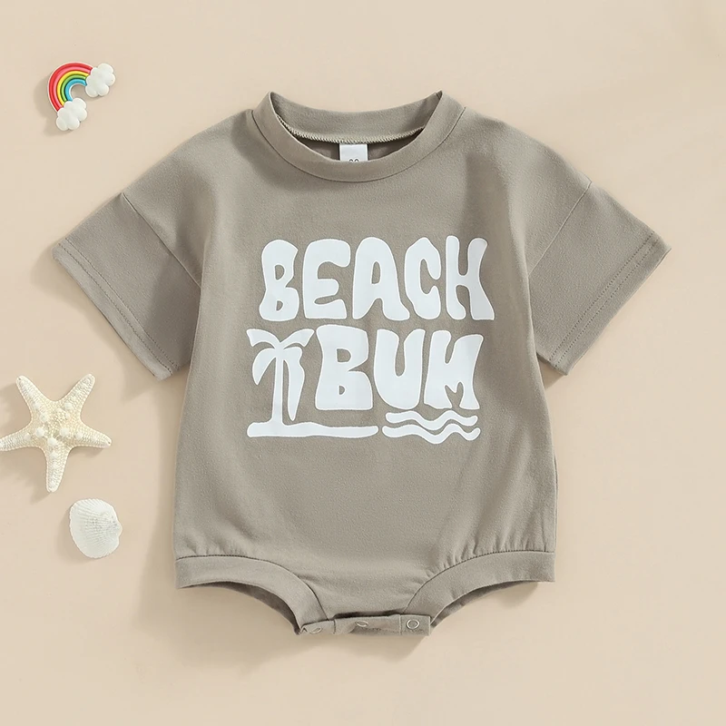 Manga curta romper para bebê recém-nascido, roupas de praia oversized para meninos e meninas, verão