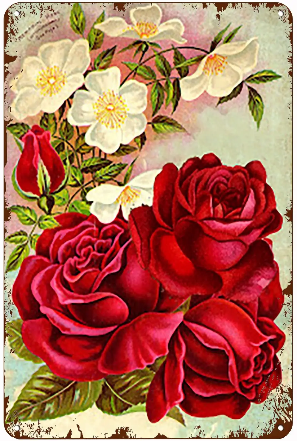 

Xiddxu Vintage Tin Metal Sign Vintage Rose Poster Decor Poster Wall Art Decor Kitchen for Home Cafes Sign 8x12 Inch Plaque