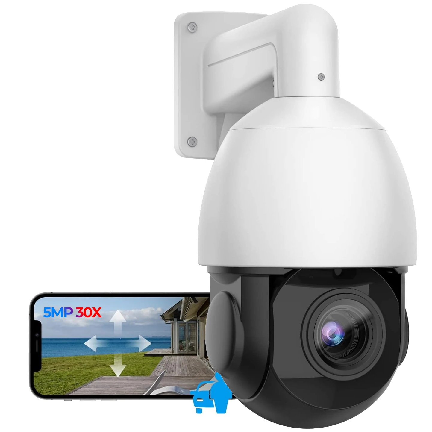 5MP PTZ WiFi IP Kamera, Dış Mekan, Pan Tilt, 30X Optik Zum, İnsansı Otomatik Zum Takibi, Çift Yönlü Konuşma, Renkli Gece Görüşü