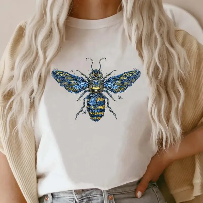 

Женская милая трендовая футболка с пчелами, футболка с коротким рукавом, модная футболка, женская одежда с мультяшным графическим принтом 90-х годов, 2021
