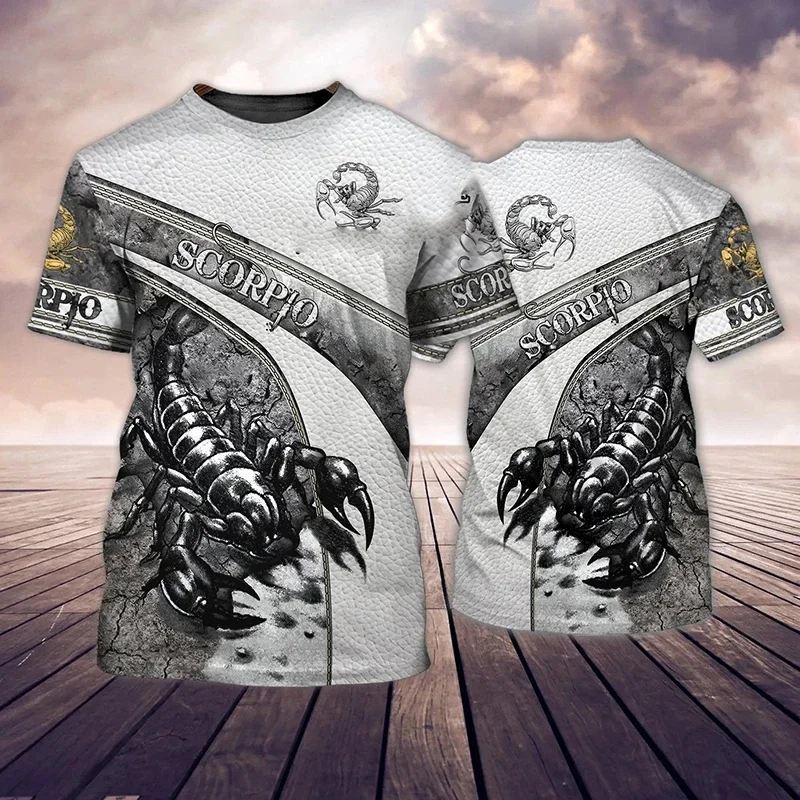 

Domineering and Fashionable Scorpion 3D Printed Men's T-shirt, Oversized Street Casual Personality, Low-key Round Neck T-shirt