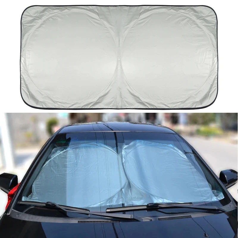 Car Front Windshield Sunshade Silver Titanium Plated Sun Visor Summer Heat Insulation and Cooling Retractable Sunshade