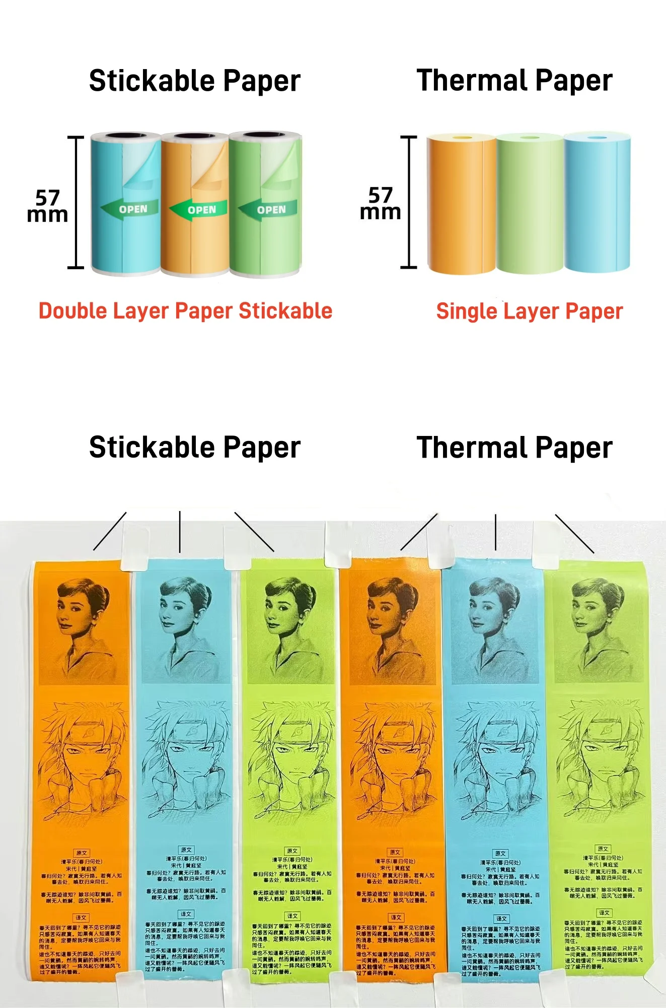 Description Picture 5 of itemSticker Paper for Mini Printer Label Sticker Paper Color Thermal Paper Width for Label Maker Printers Photo Printing