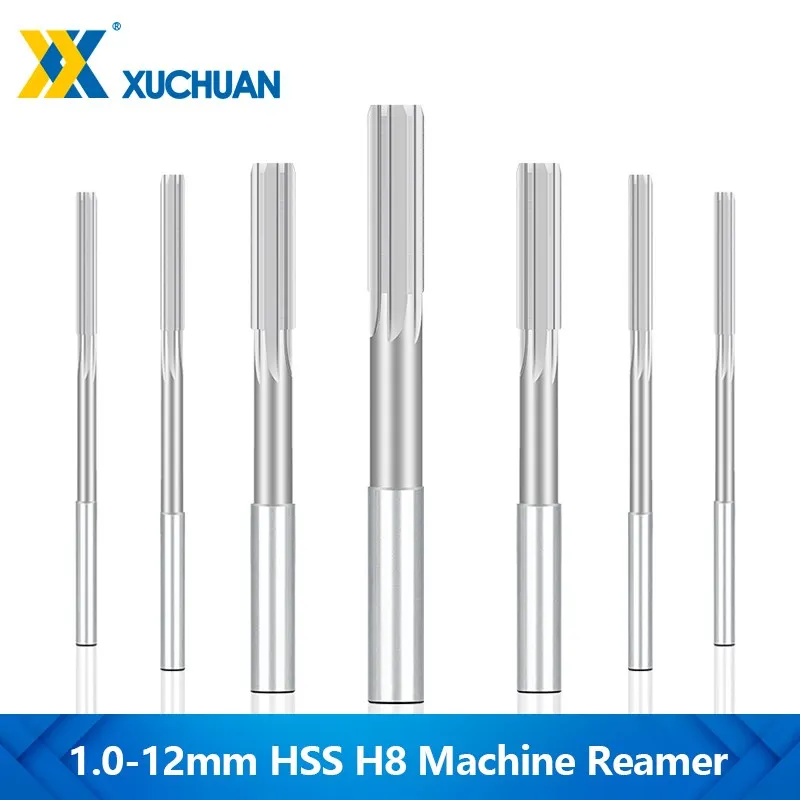HSS Machine Reamer H8 1.0-12mm Chucking Reamer Sraight Flute Common Round Shank Milling Cutter Tool