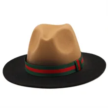 

Fedora Hat Gradient Color Flexible Band Women Hat Winter Wide Brim Jazz Caps Vintage Luxury Felt Warm Hat Sombreros De Mujer