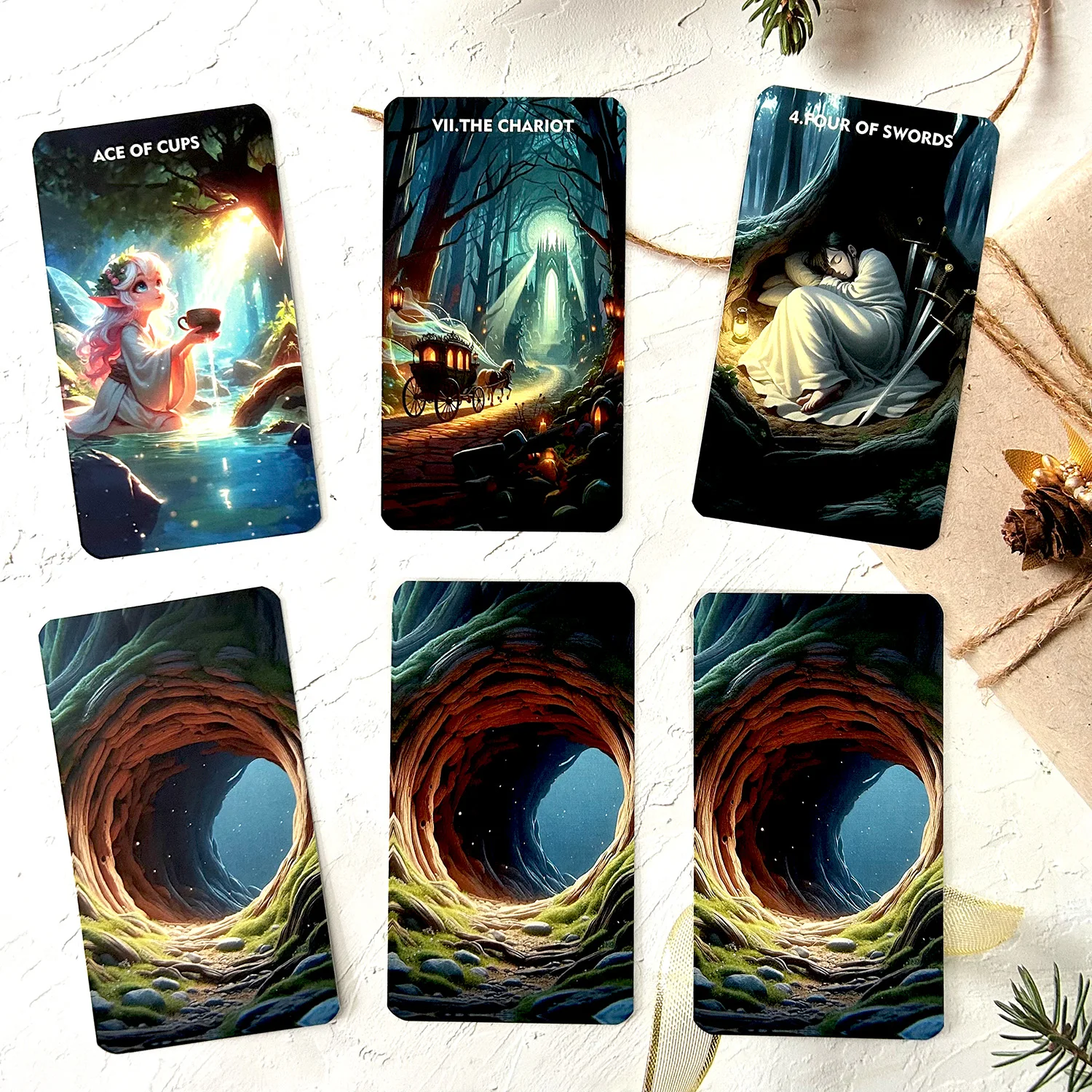 78PCS 68*120mm Tarot English PDF Guide Love Career Mysterious Forest Message Divination Rune Board Game