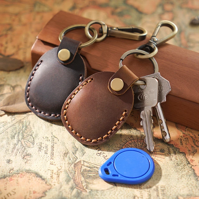 Porte-clés rétro en cuir de vachette avec crochet en métal, housse de  protection de carte d'accès de clé de majordome, porte-clés pour étui Apple  Airtags - AliExpress