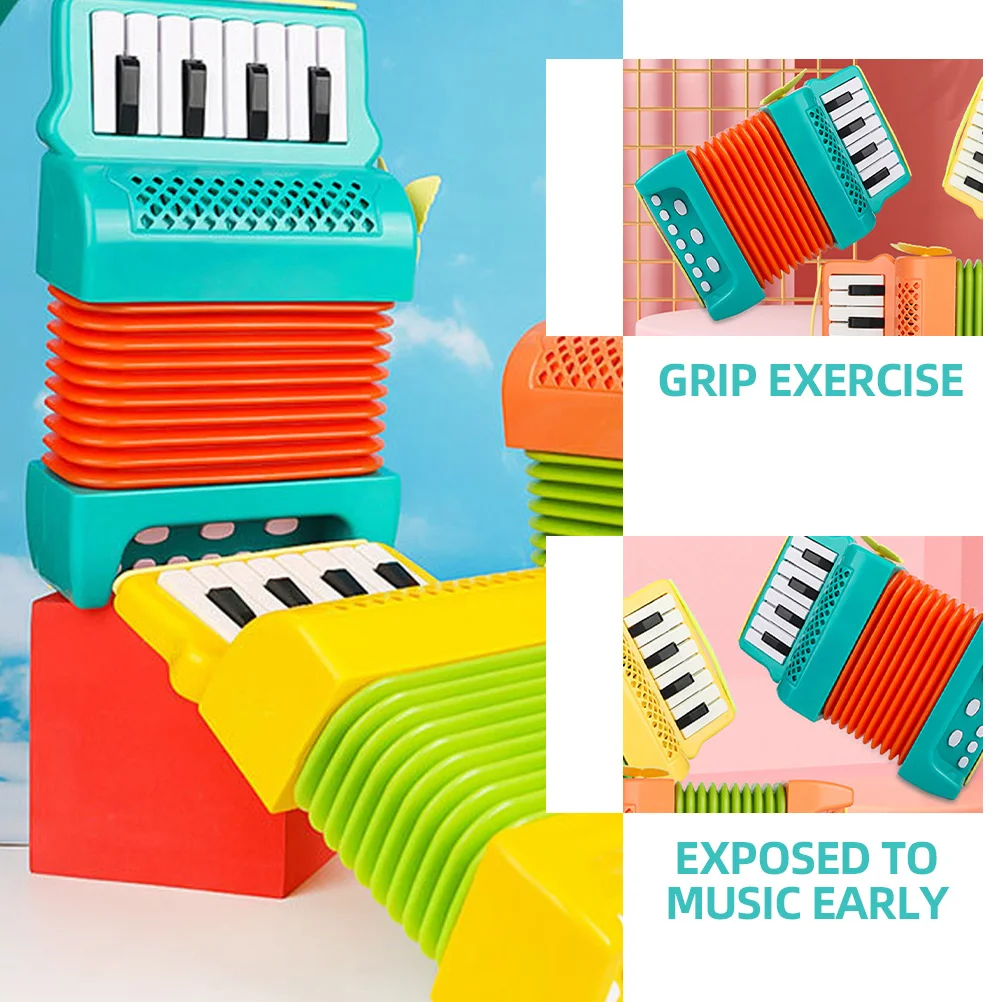 Green Kids Accordion Toy Cartoon Musical Instrument Children Music Enlightenment Grip ExerciseAccordion Kids Instrument