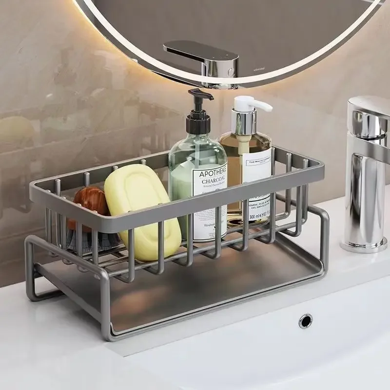 

Sink Shelf Kitchen Stainless Steel storage rack Self-draining Sink Drain Rack towel Soap Sponge Holder bathroom Tidy Organizer