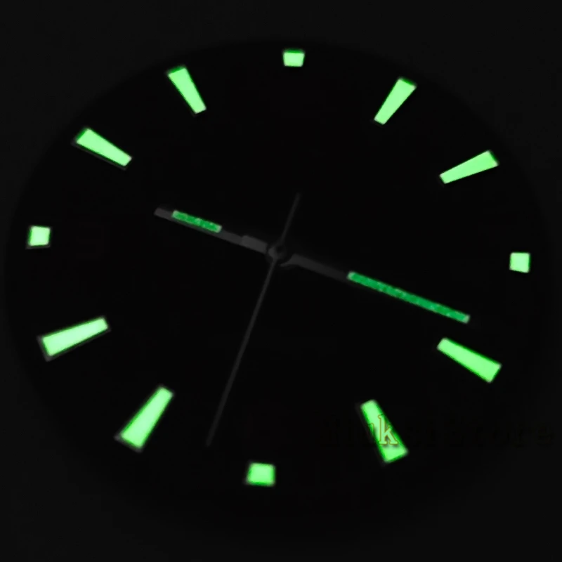 Black and White Watch Dial with Green Luminous Markers, 31mm