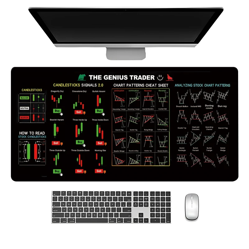 Stock Market Chart Pattern Large Gaming Mousepad XXL Keyboard Gamer Mouse Pad On The Table Speed Desk Mat 100x50cm Mouse Mats 2