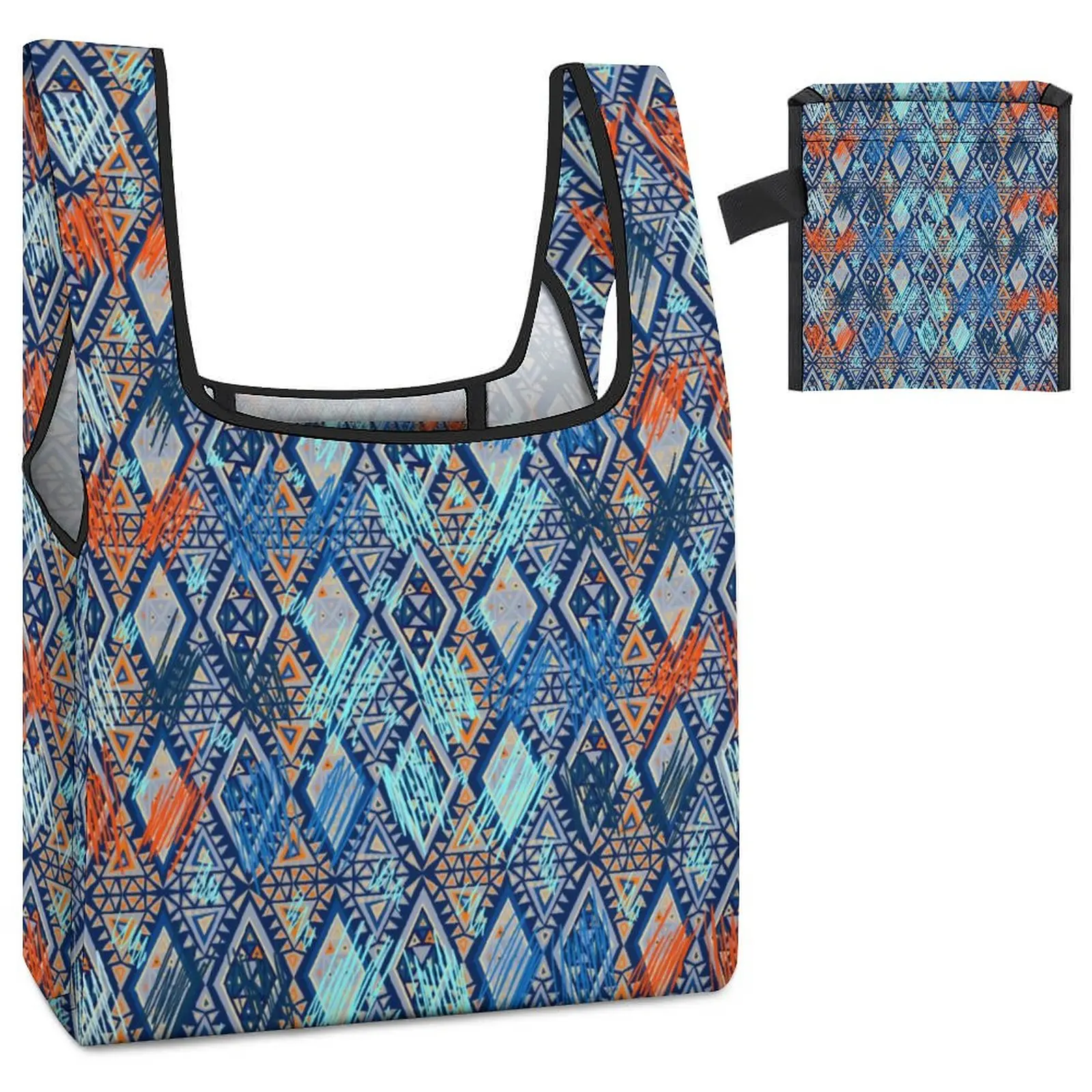 Customized Printed Shopping Bag Foldable Food Bag Aesthetic Bags Ethnic Exoticism Tote Casual Woman Grocery Bag One Size