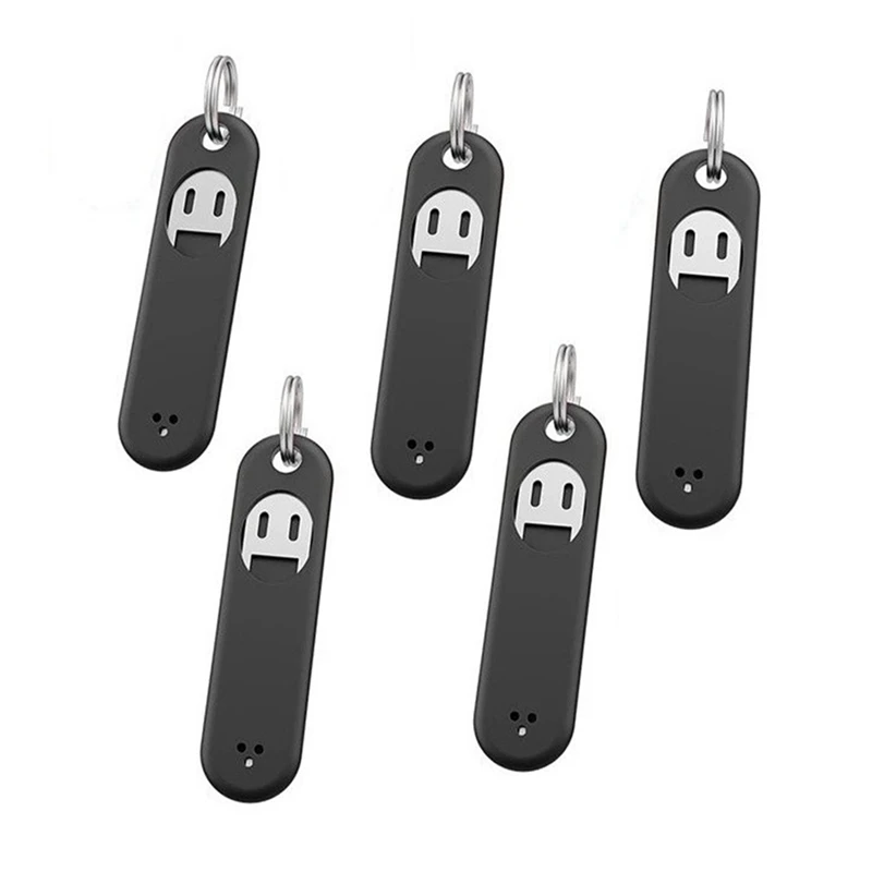 

5Pcs SIM Card Removal Tool & Anti-Lost Tray Charm Split Rings Phone SIM Card Storage Case Ejecter Tool Needles Black