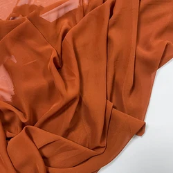 Elegant White Ivory Chiffon Fabric - Luxurious Georgette for Bridal Veils, Wedding Decor, and DIY Creations (Burnt Orange)