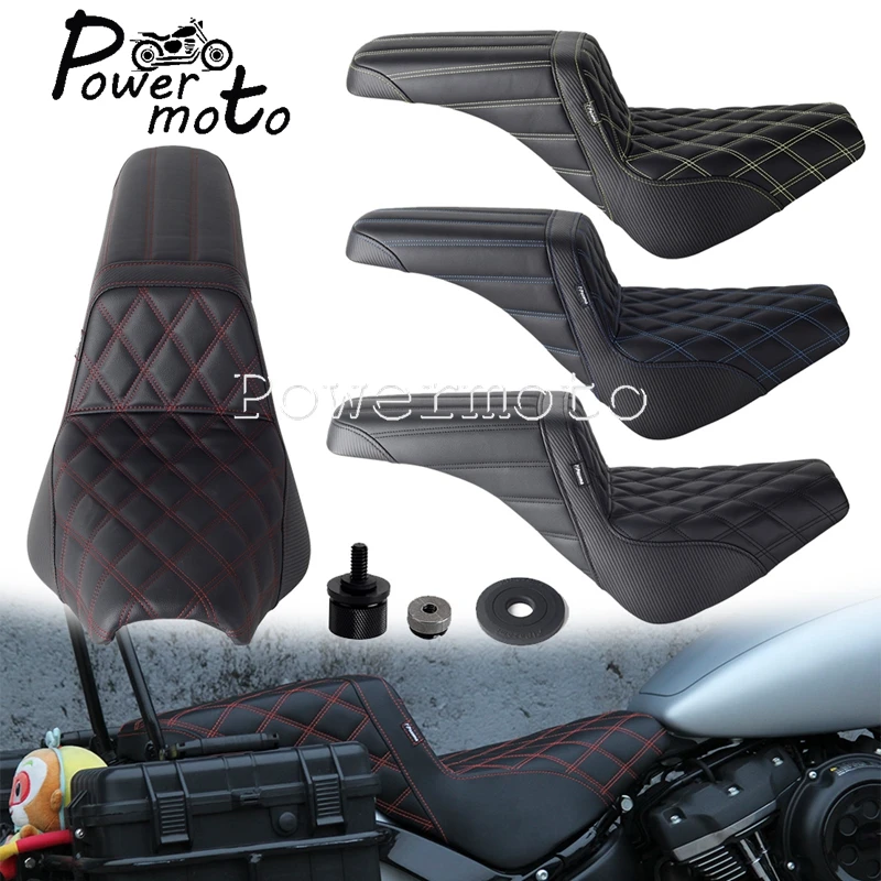 Per Harley Softail Flde Flhc Flhcs Flsl Fxbb Fxbbs Fxst 18-24 Moto Driver Passeggero Step Stitch Custom 2-Up Gel Seat Pads