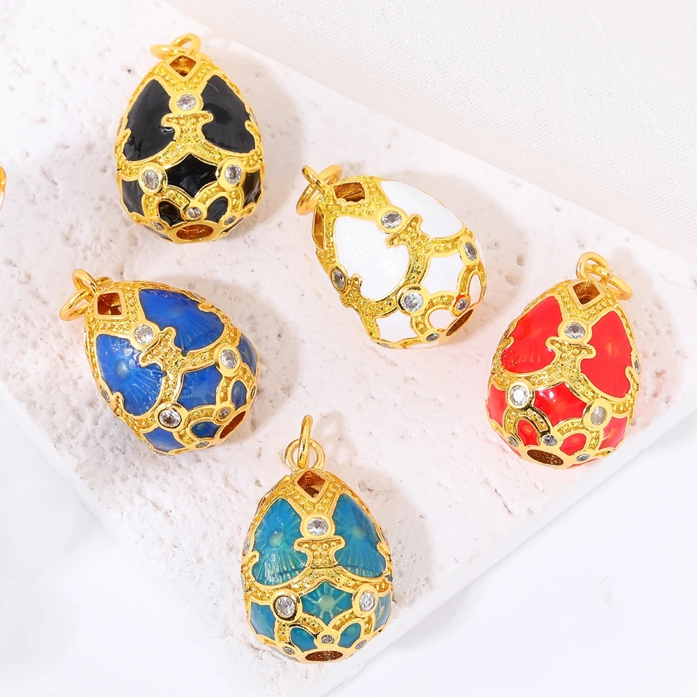 Juya DIY Damen-Brautschmuckherstellung, Dekorationen, handgefertigt, 18 Karat echt vergoldet, hohl, ovale Emaille, königliche Blumen-Charms-Zubehör – Detail 18