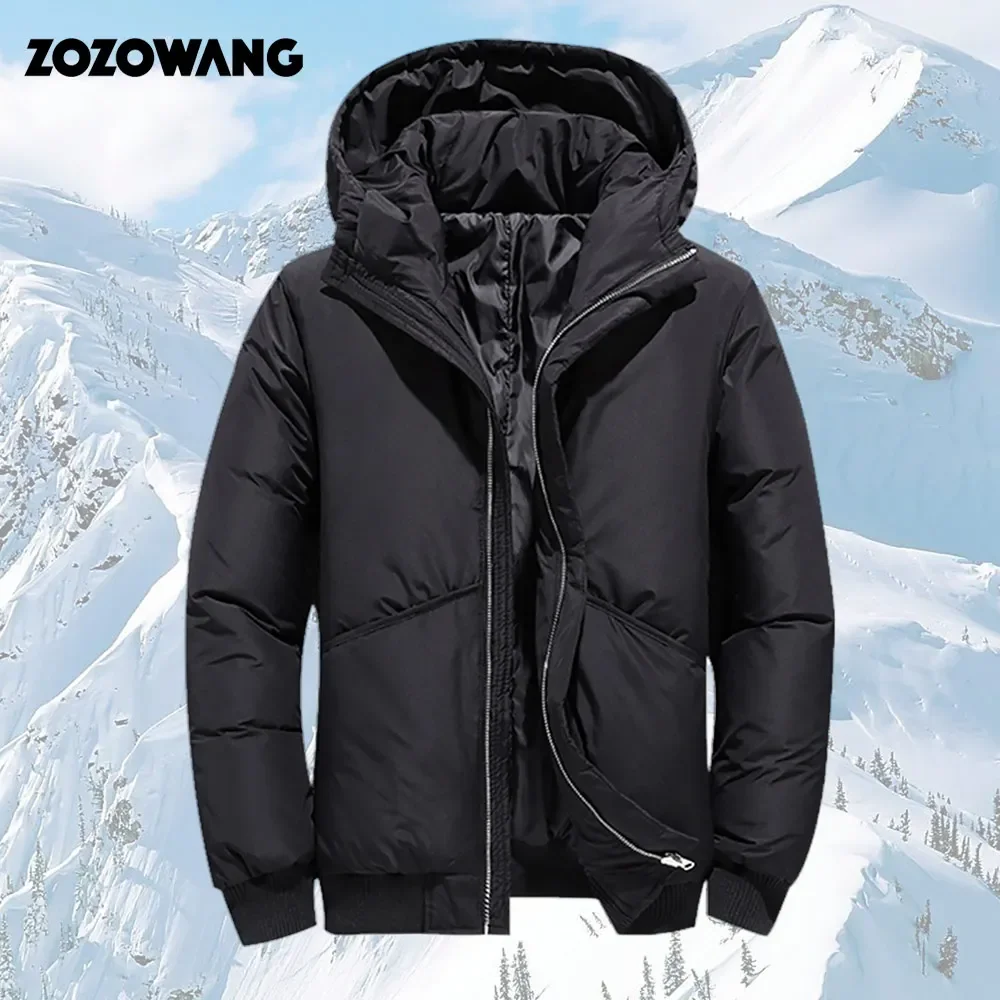 ZOZOWANG 2023 Men Winter Jacket White Duck Down Parka Casual Goose Feather Men's Winter Coat Hood Thick Warm Waterproof Jackets winter warm jacket men coat casual autumn stand collar puffer thick hat white duck parka male men s winter down jacket with hood
