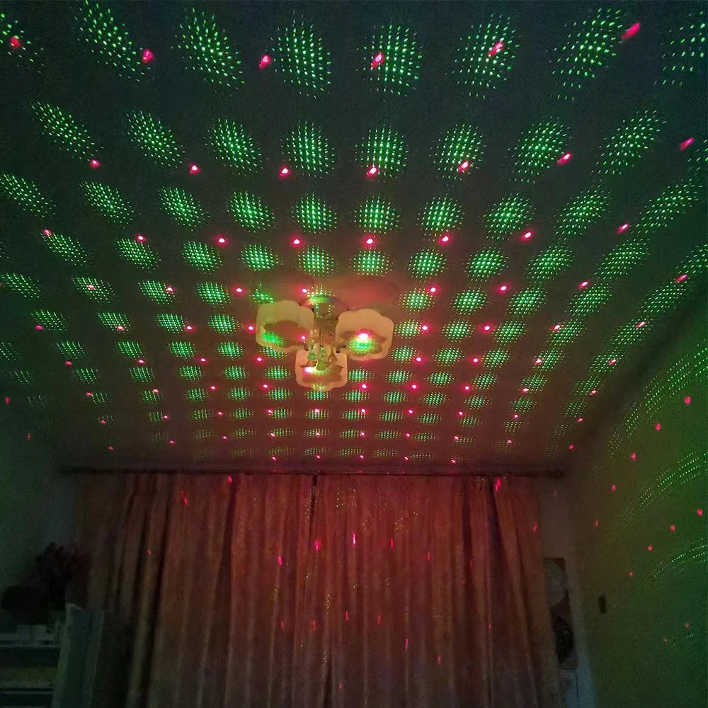 빨간색 녹색 LED 레이저 조명, 소리 활성화 별이 빛나는 하늘 야간 램프, 결..