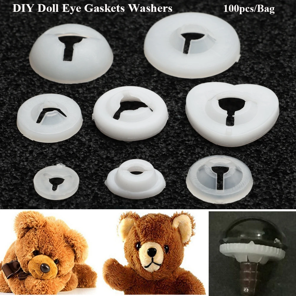 100 Stuks Veiligheidsogen 6/8 Mm Plastic Zwarte Ambachtelijke Ogen Teddybeer Ogen Met Ringen Nniu