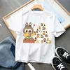 POP MART Labubu Kids Short Sleeve T-shirt Cartoon Anime 26 Letter Print Pullover Boys Girls Summer Casual Tops Loose Clothing 2