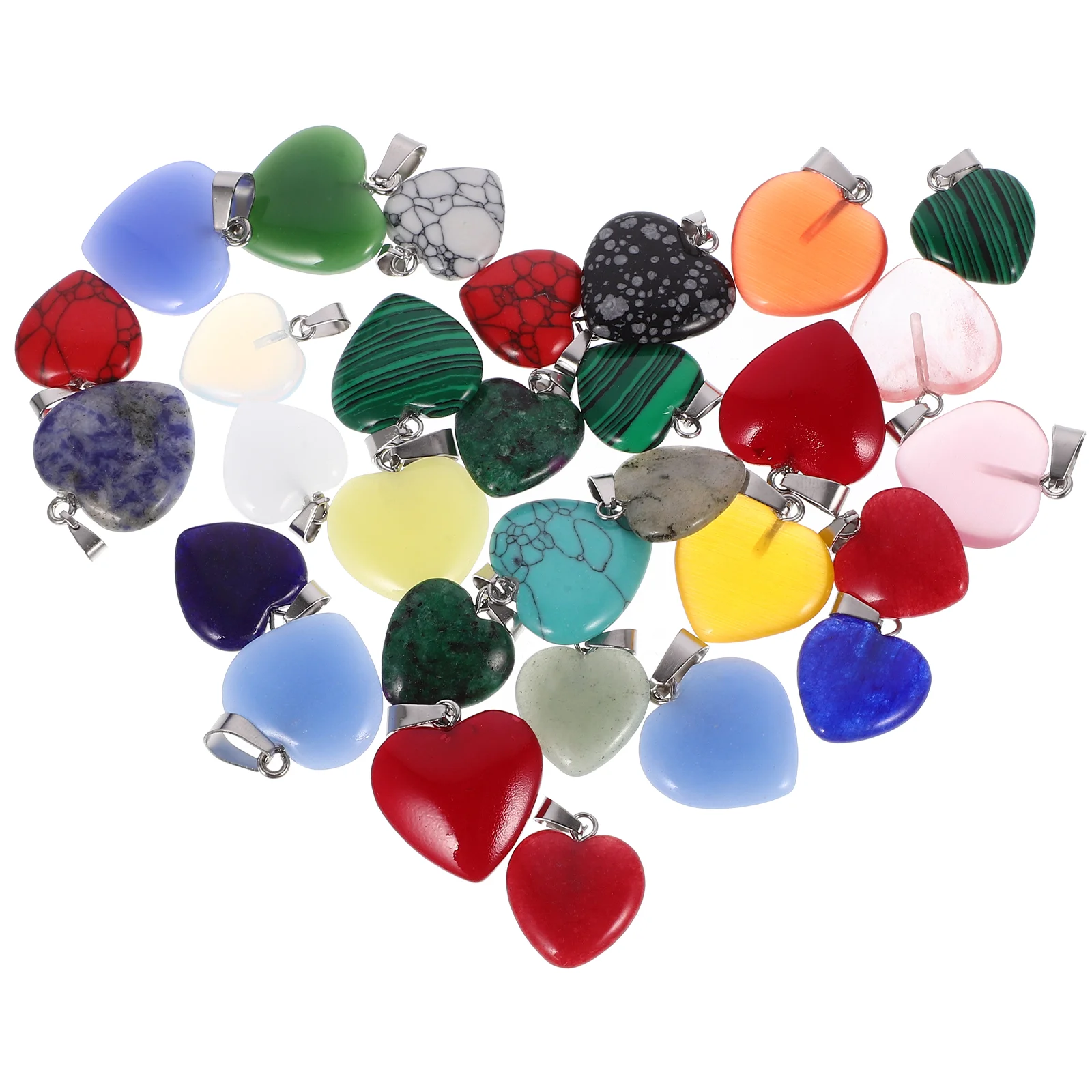 

30 Pcs Pendant Jewelry Heart Charms for Making DIY Craft Bracelet Natural Stone Shaped Pendants Hanging