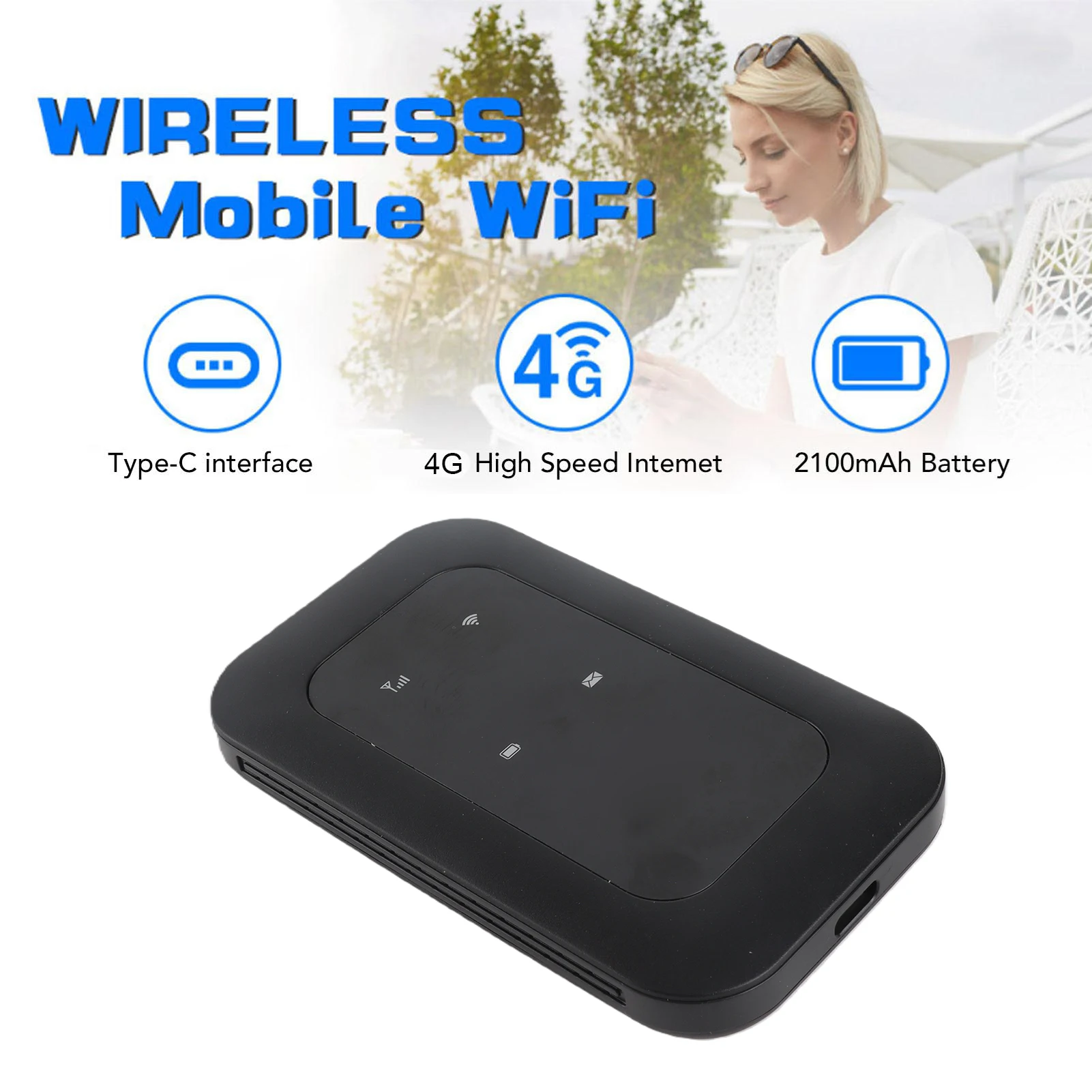 High-Speed Portable Mobile WiFi Router with SIM Card Slot - Supports Up to 10 Devices