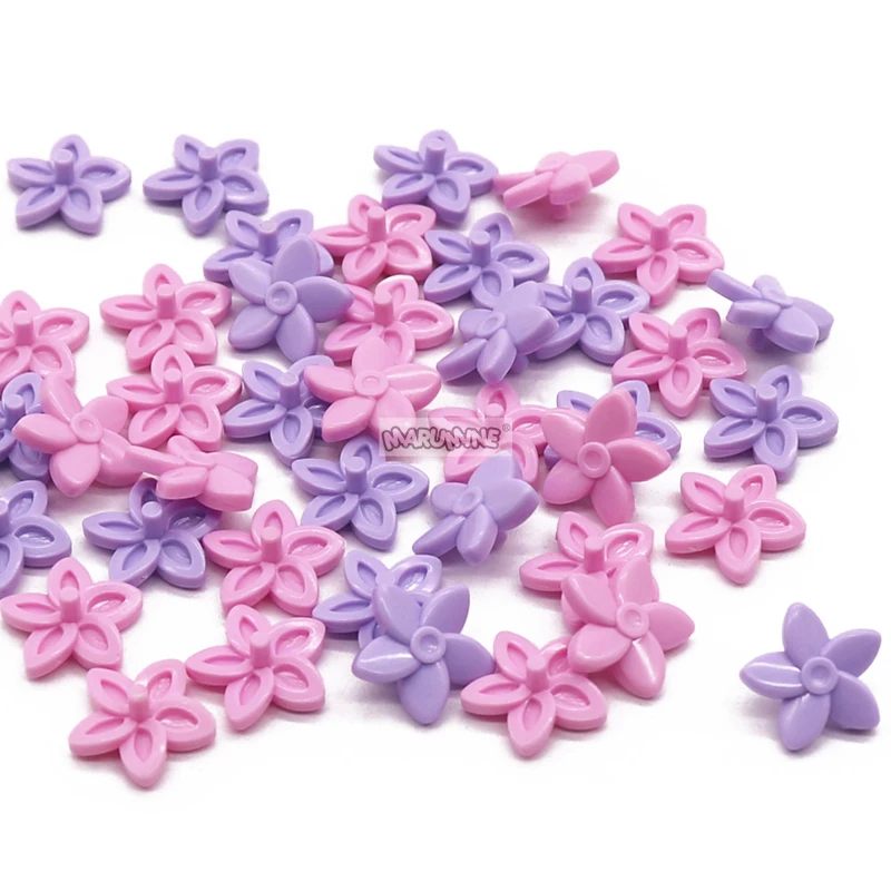 Marumine 50PCS MOC Friend Blocks Accessories Flower 18853 Compatible Building Blocks Mini Person Hair Decoration Assembled Parts 3