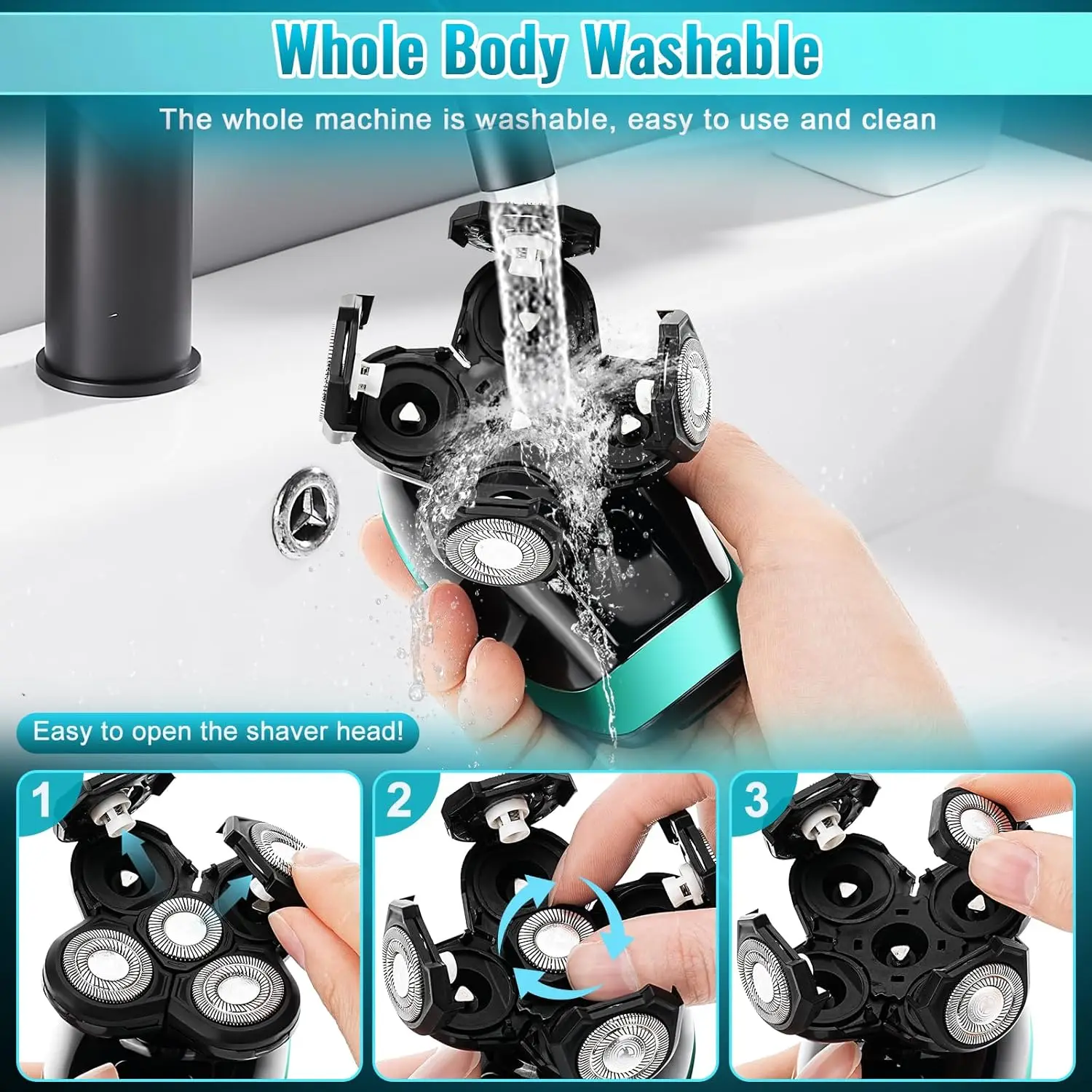 Electric Shaver 5-in-1 Professional Waterproof Beauty Set Men's LCD Rechargeable Beard Bald Head Shave