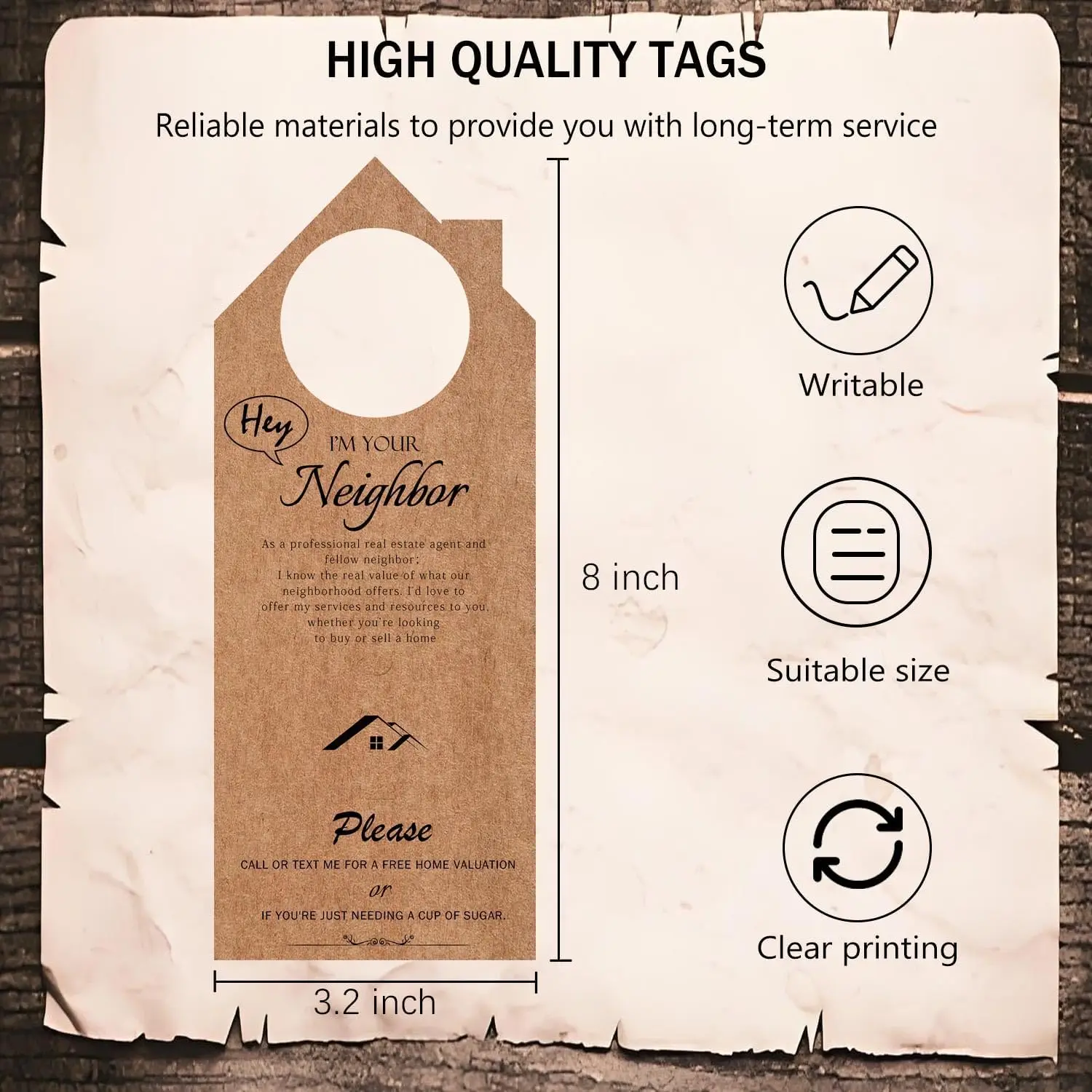 20Pcs Real Estate Agent Door Hangers Open House Signs 3.2x8 Inch-Water Bottle Hang Tags Real Estate Agent Favors Supply for Home