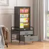 Mini Fridge Stand, Fridge Stand with Storage, 2 Drawer Fridge Cart, Stand with Metal Frame and Fabric Drawers 5