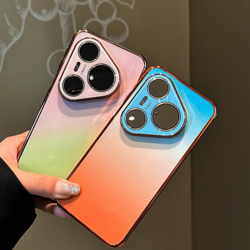 Gradient Color Breathable Shockproof Rainbow Phone Case with Plating Finish