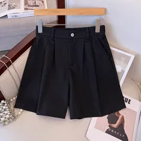 150Kg Plus Size Women's Hip 150 Summer High Waisted Loose Casual Wide Leg Shorts Black White Khaki 4XL 5XL 6XL 7XL 8XL 9XL - Image 4
