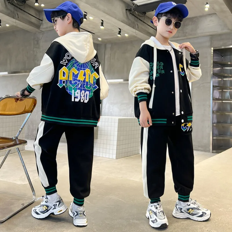 

Boys Suit Coat +Pants Cotton 2Pcs/Sets 2023 Zipper Spring Autumn Thicken Sports Sets Kid Breathable Children Clothing