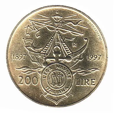 Italia 1997 Italian Naval Union Bainian 200 Lions Moneta Commemorativa