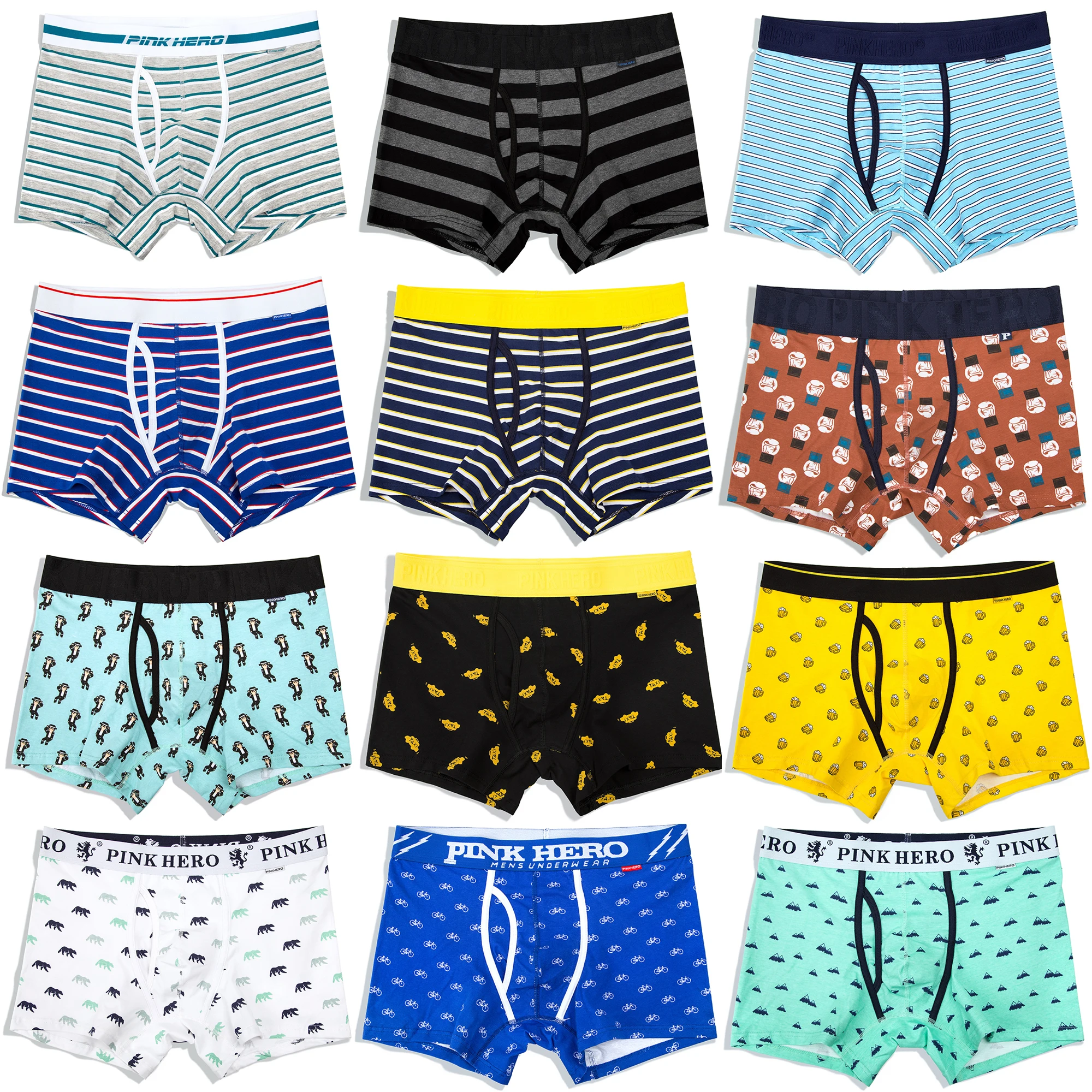 

PINKHERO Fashion Underwear Striped Male Underpants For Men,Including High Qualityc Cotton Boxer Briefs And Men's Panties