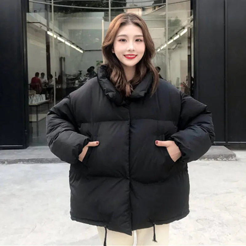 New Women Short Jacket Winter Thick Hooded Cotton Padded Coats Female Korean Loose Puffer Parkas Student Ladies Oversize Outwear