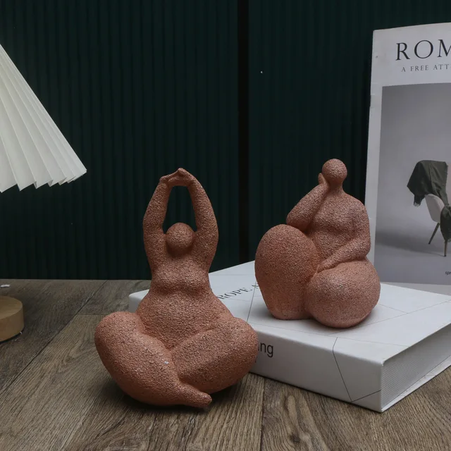 Statue de femme potelée en résine de grès faite à la main, art abstrait, maison, salon, bureau, armoire, brittop, entrée, décembre, 1 pièce 2