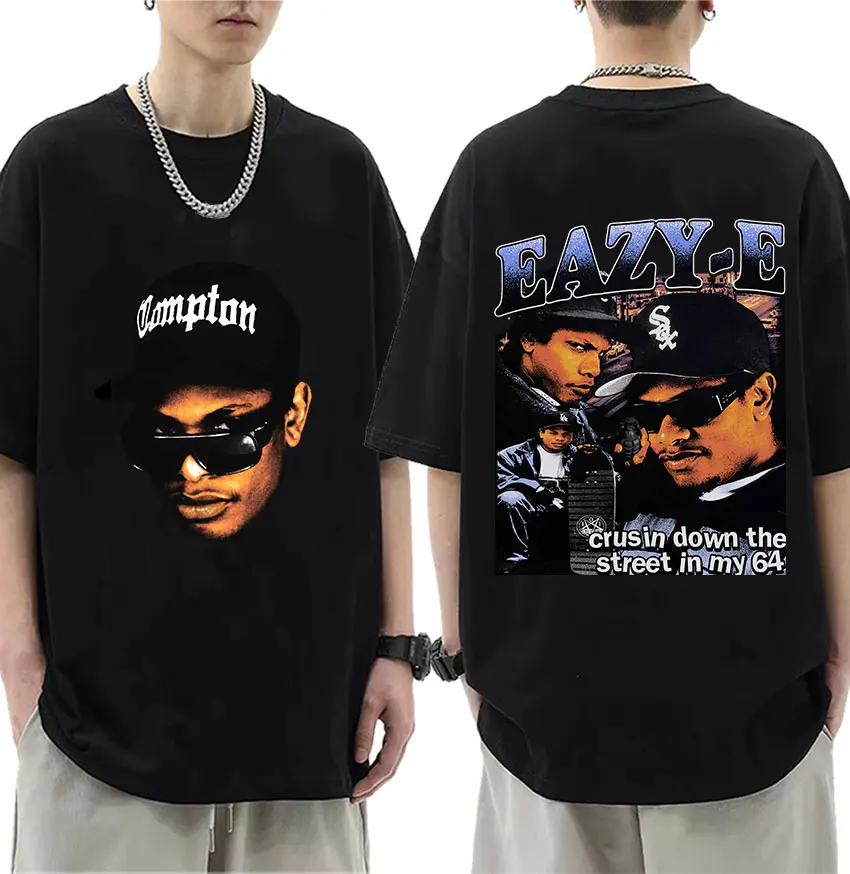 

90s Rapper Eazy E Retro Graphic Tee Shirt Men's Cool Hip Hop Trend T-shirt Men 100% Cotton Oversized T Shirts Gothic Streetwear