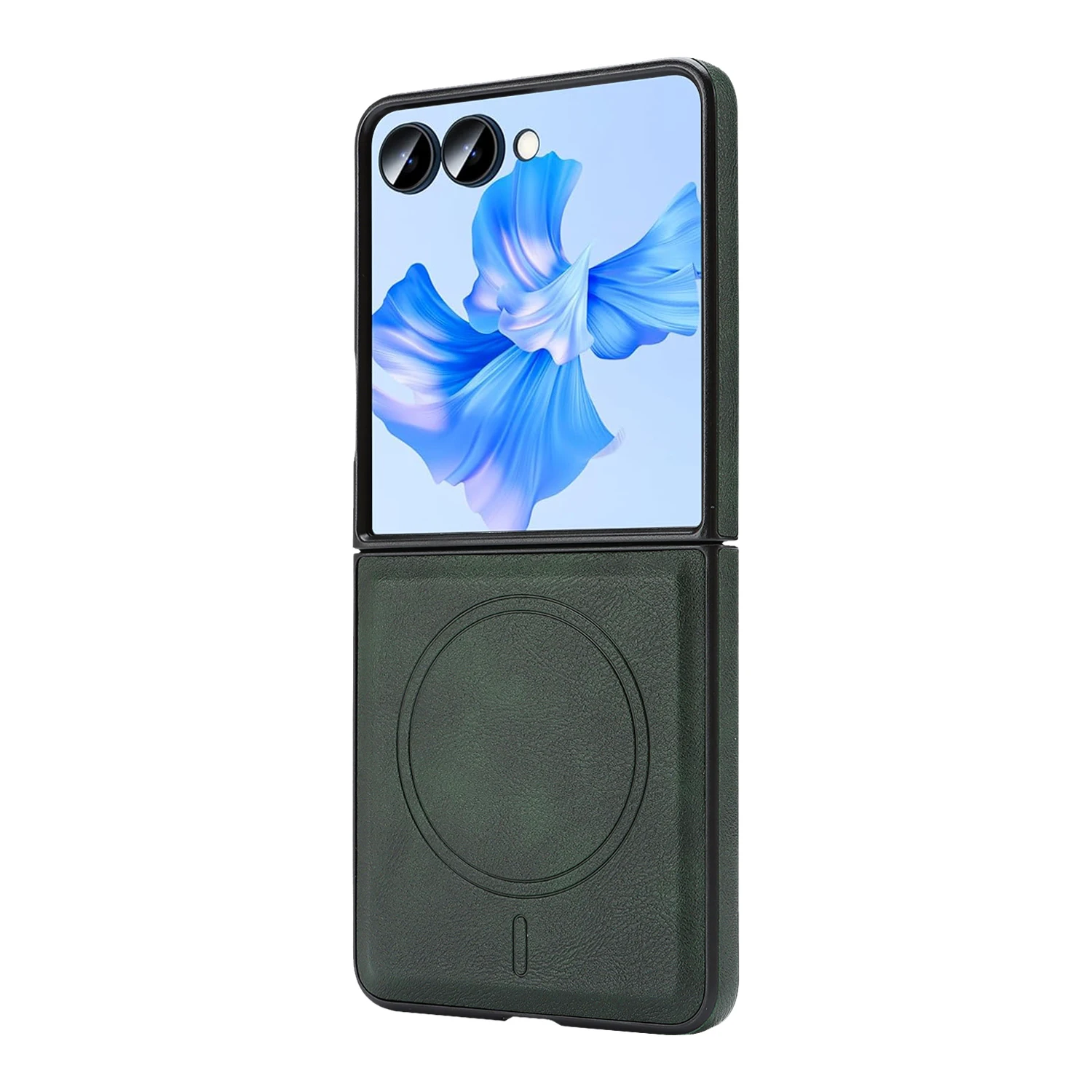Luxury Magnetic PU Leather Phone Case with Wireless Charging Cover