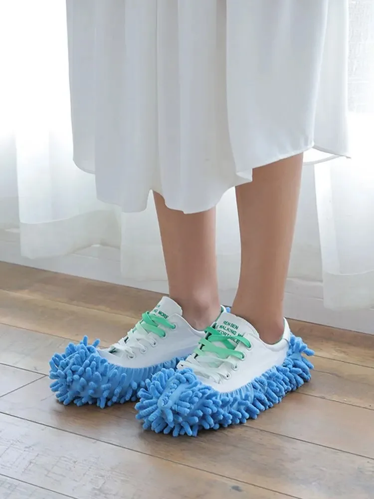 2 Pieces Of Chenille Mop Slippers Dust Removal Foot Socks Mop Cap Multifunctional Floor Cleaning Lazy Shoe Cover Dust Collector