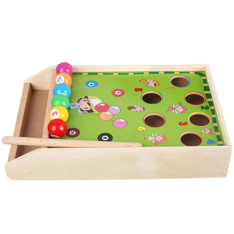 

Mini Pool Table Mini Wood Table Top Pool Set With Rod Easy Carrying Tabletop Toys Set For Kids Boys Girls Hand Dexterity