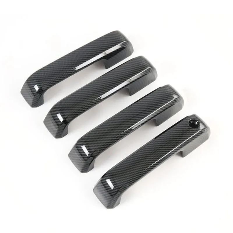 

ABS карбоновый внешний вид полированная 4 дверная ручка Крышка для Ford F-150 2015-2019 без умного отверстия для ключей автомобильные аксессуары