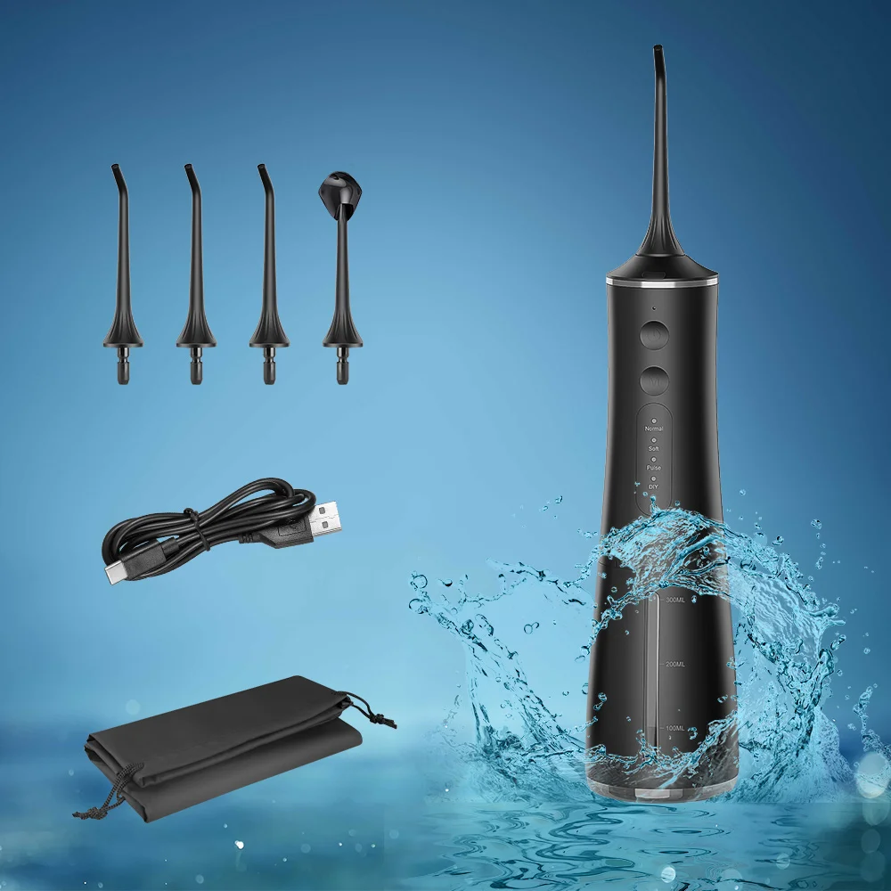 치아에 대 한 300ML 전기 물 Flosser 4 모드 구강 irrigator 휴대용 구강 청소기 치과 청소 도구 방수 USB 충전