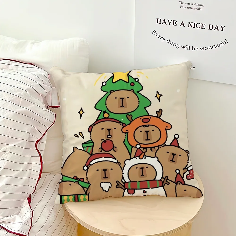 Capybara Cartoon Cute Pillow Case Image 5