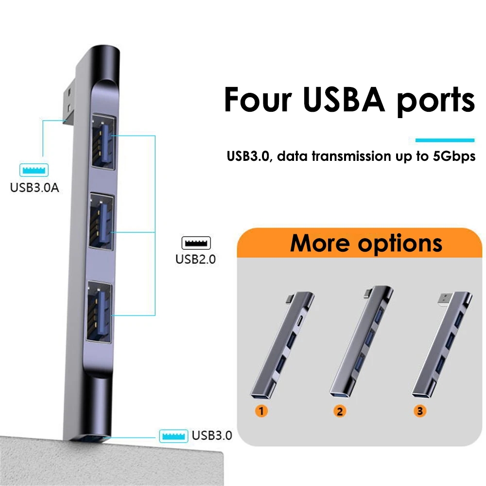 PD 고속 USB-C USB 허브, USB 3.0 사용, 5Gbps 휴대용 C타입 도킹 스테이션, 컴퓨터 액세서리용 4 in 1 USB 허브