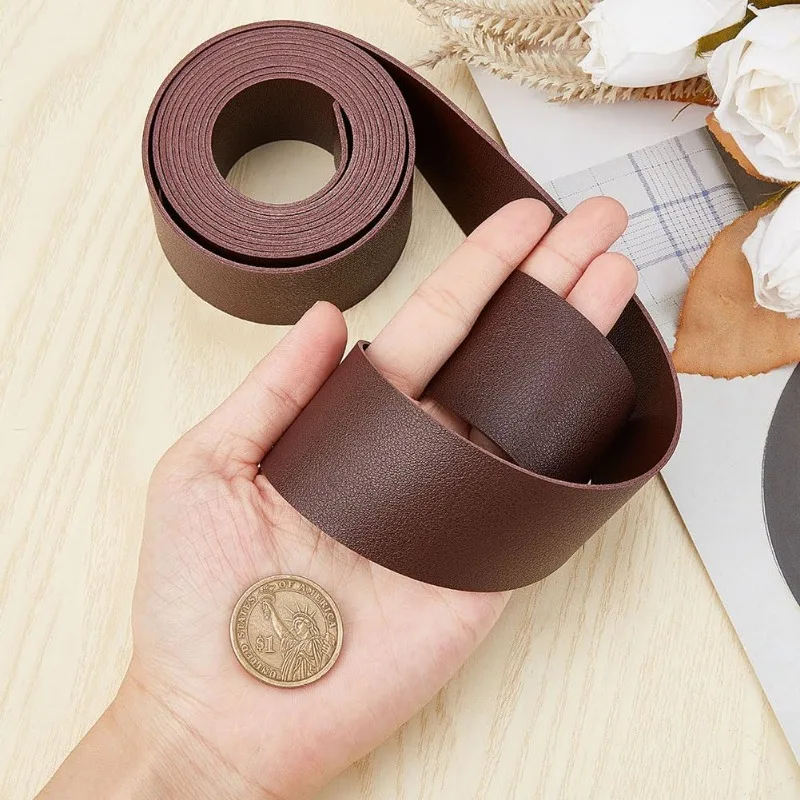 DIY 공예용 가죽 스트랩 스트립, 양면 플랫 가죽 코드, 두꺼운 리치 패턴 모조 가죽 벨트, 2m x 37.5mm, 1.8mm